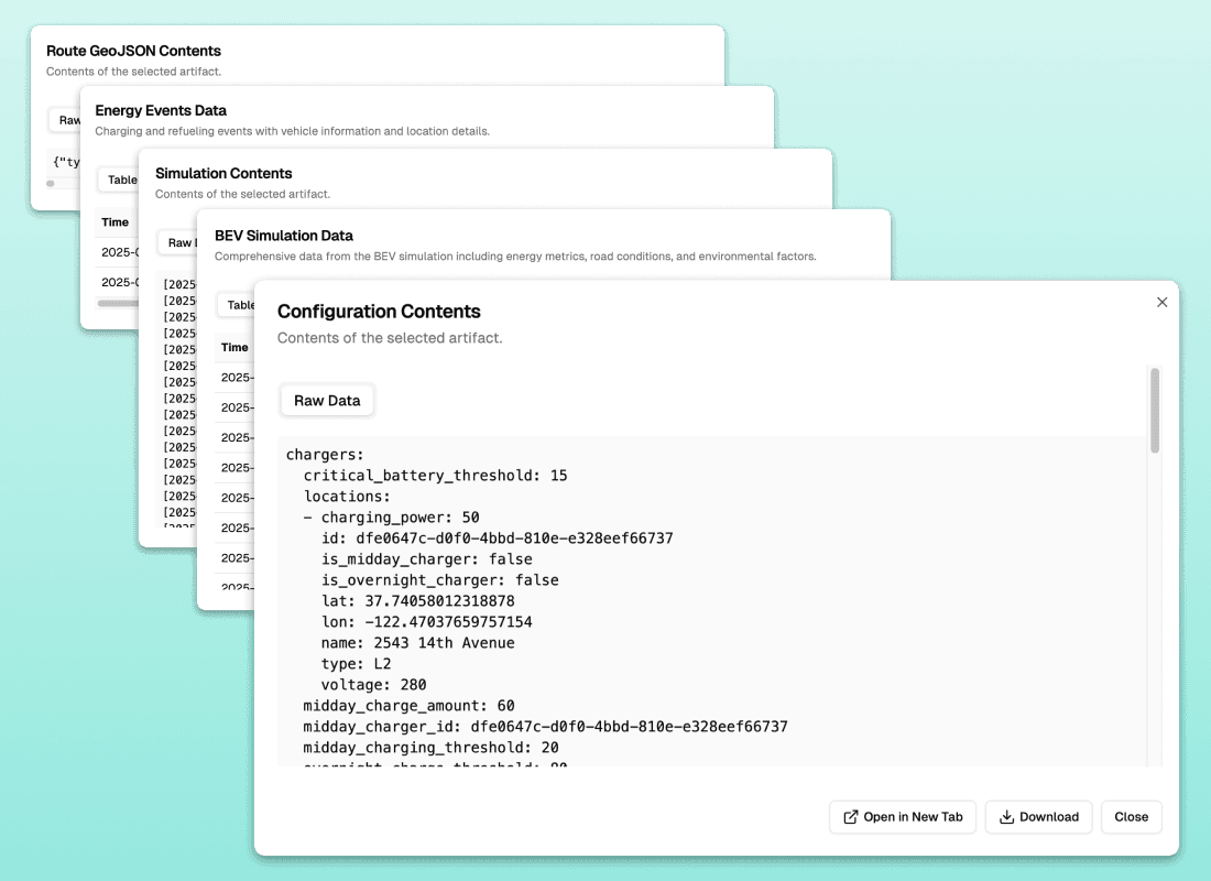 Layers of screenshots of Encode model outputs that can be downloaded